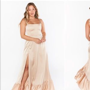 Show me Your Mumu Clarissa Corset Dress. Size medium. Champagne Luxe Satin.